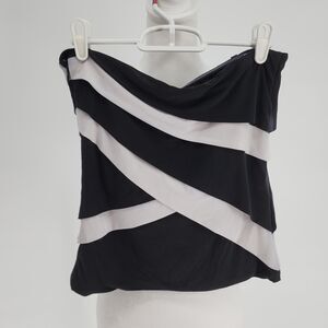 White House | Black Market Black & White Layered Dressy Tube Top (S|P)